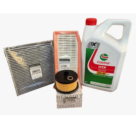 Pachet revizie schimb ulei, Dacia Logan II 1.0 Tce, filtre Dacia, ulei Castrol GTX 5W30 RN17 (fara filtre gaz)