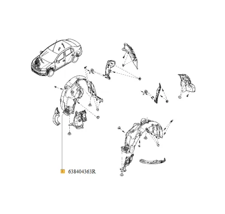 Carenaj roata fata dreapta Dacia Logan/Sandero II 638404363R