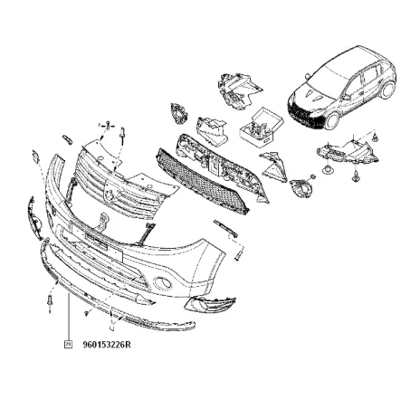 Prelungire bara (spoiler) Dacia Logan 960153226R Renault