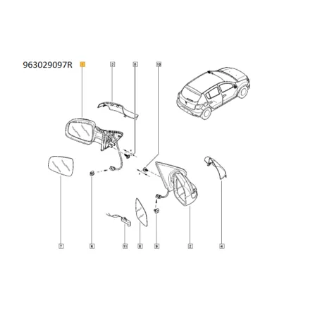Retrovizor (oglinda) exterioara stanga Dacia Logan II facelift 963029097R