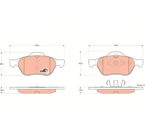 Set placute frana,frana disc GDB1540 TRW