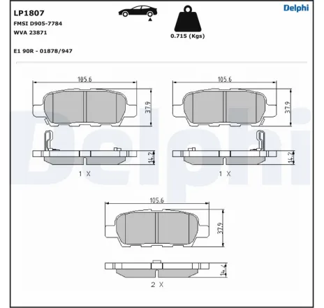 Set placute frana,frana disc LP1807 DELPHI