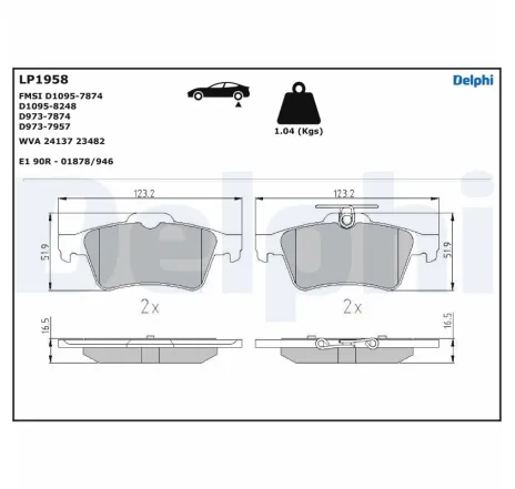 Set placute frana,frana disc LP1958 DELPHI