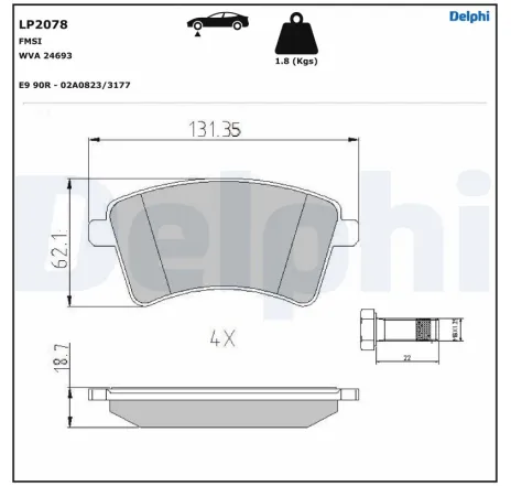 Set placute frana,frana disc LP2078 DELPHI