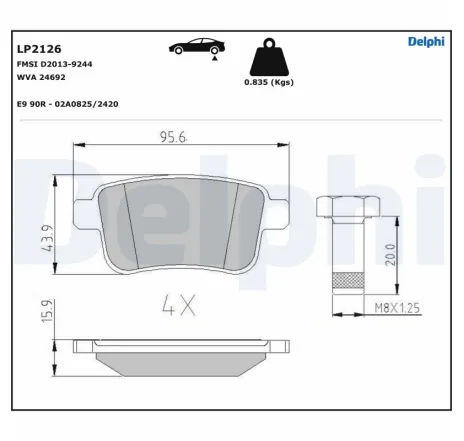 Set placute frana,frana disc LP2126 DELPHI