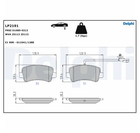 Set placute frana,frana disc LP2191 DELPHI