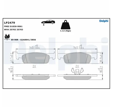 Set placute frana,frana disc LP2479 DELPHI