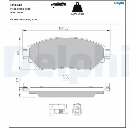 Set placute frana,frana disc LP3143 DELPHI