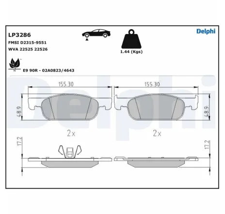 Set placute frana,frana disc LP3286 DELPHI