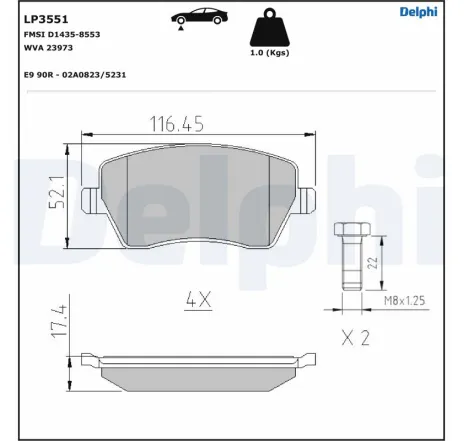 Set placute frana,frana disc LP3551 DELPHI