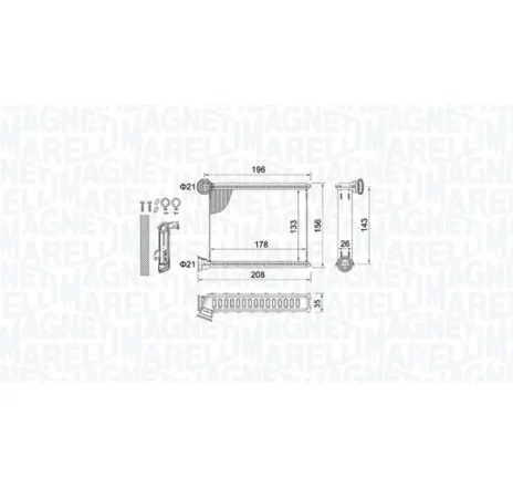 Schimbator caldura, incalzire habitaclu 350218459000 MAGNETI MARELLI