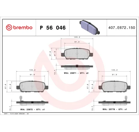 Set placute frana,frana disc P 56 046 BREMBO