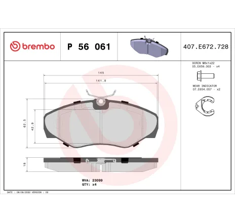 Set placute frana,frana disc P 56 061 BREMBO