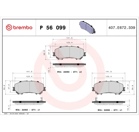 Set placute frana,frana disc P 56 099 BREMBO