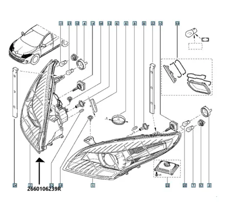 Far dreapta Renault Megane III xenon 260106239R