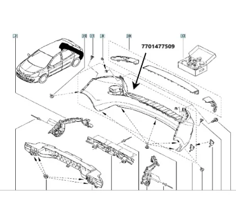 Bara de protectie spate Renault Clio III 7701477509