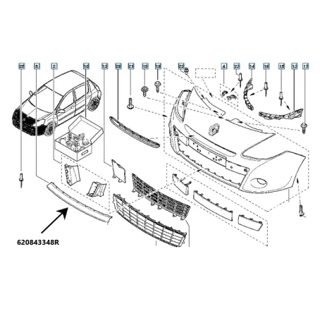 Ornament bara fata Renault 620843348r