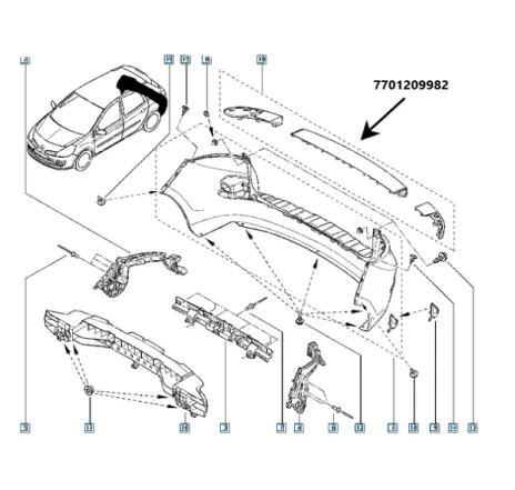 Set bandouri bara spate Renault Clio iii 2005-2014 7701209982