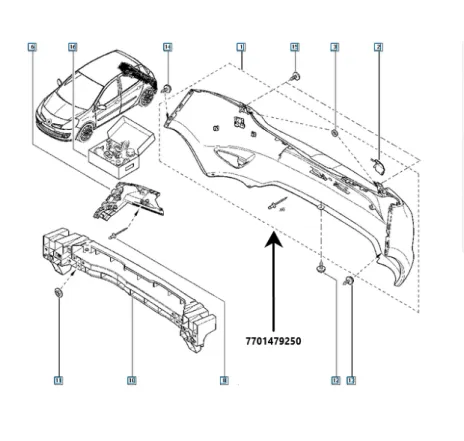 Bara spate fara senzori de parcare Renault 7701479250