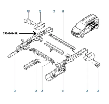 Lonjeron spate Renault 755096149r