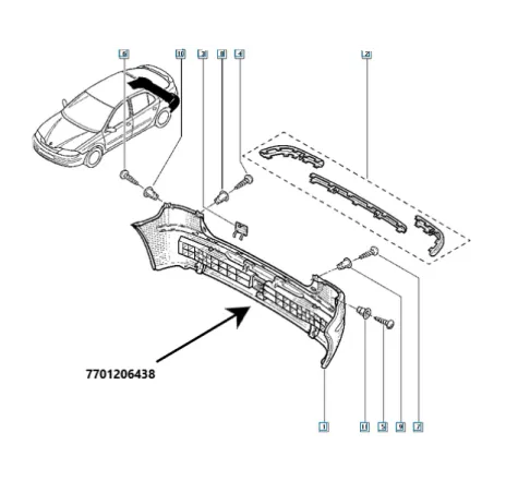 Bara spate grunduita cu armatura Renault Laguna II  7701206438