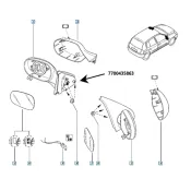 Corp oglinda electrica stanga fara sticla/ capac Renault 7700435863