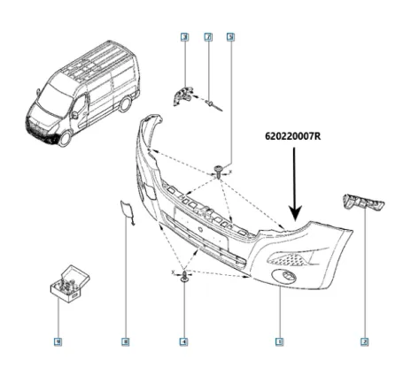 Bara fata Renault Master III (model cu proiectoare ceata) 620220007R