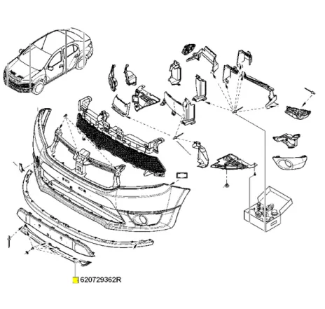 Ornament central bara fata Dacia Logan/Dacia Sandero ii Renault 620729362r