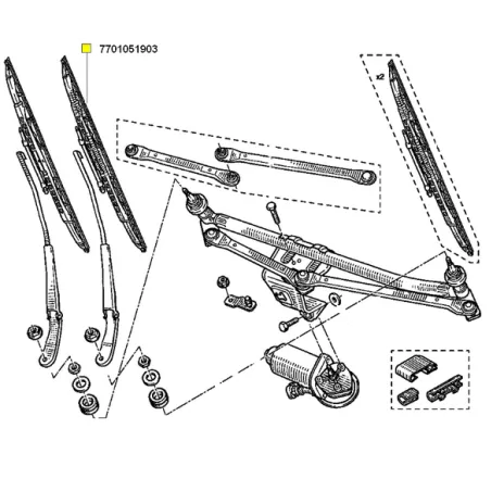 Lamela stergator Megane II Renault 7701051903