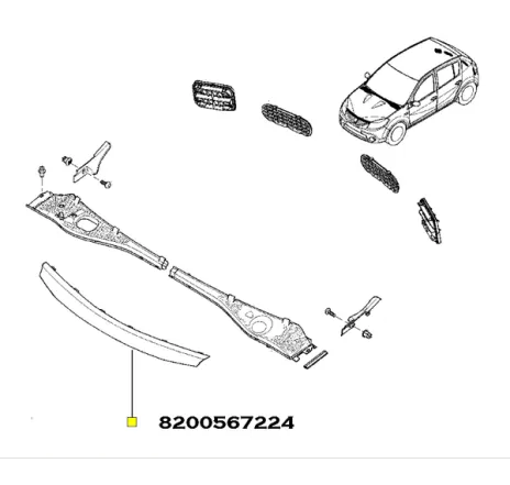Ornament superior grila calandru Dacia Sandero Renault 8200567224