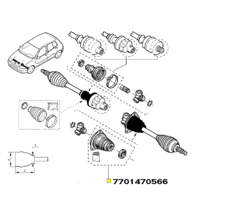 Kit burduf planetara cu rulment stanga CV 7701470566 Renault