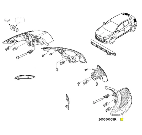 Stop stanga pe aripa Megane iii Renault 265550038r