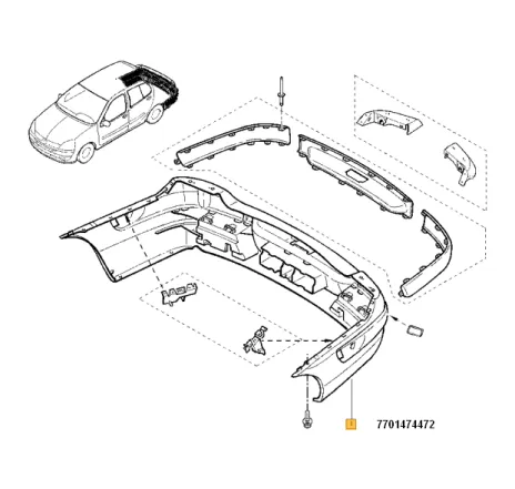 Bara spate Renault Clio II / Symbol / Thalia 7701474472