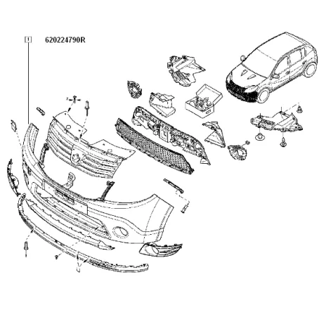 Bara fata Dacia Sandero Stepway 620224790R Renault