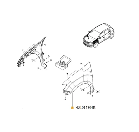 Aripa stanga fata Dacia Logan ii facelift Renault 631015804r