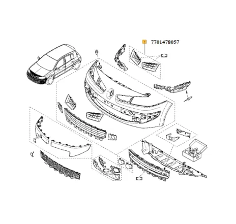 Set grile radiator cu ornament cromat Renault 7701478057