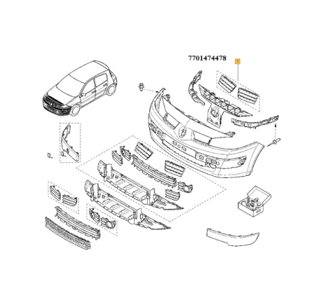 Set grile bara fata superioare stanga+dreapta Renault Megane II – 7701474478