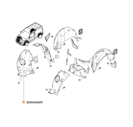 Carenaj fata dreapta spre fata Renault Kangoo II 8200426495