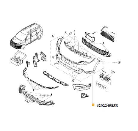 Bara protectie fata Dacia Dokker (fara proiectoare) 620224983R Renault