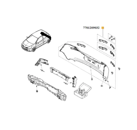 Set bandouri pentru bara spate fara senzori de parcare 7701209032 Renault