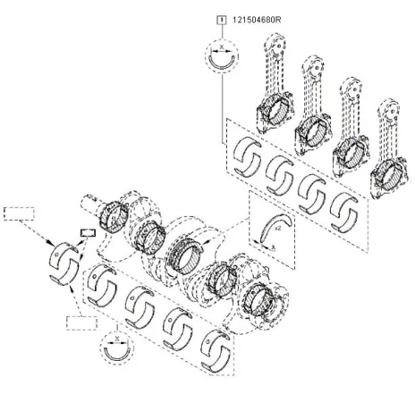 Set semicuzineti biela stanga Dacia Logan/Dacia Sandero 1.5 Renault 121504680r