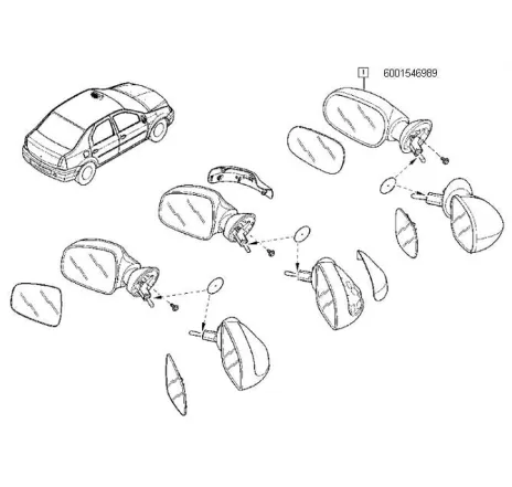 Oglinda ext. manuala stanga cu cablu tv Dacia Logan Renault 6001546989