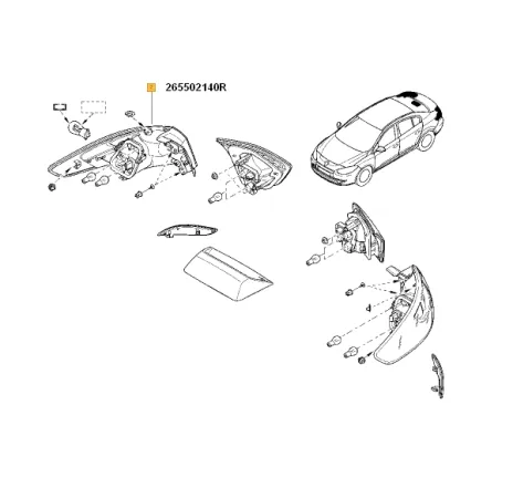 Lampa stop dreapta pe aripa Fluence Renault 265502140r