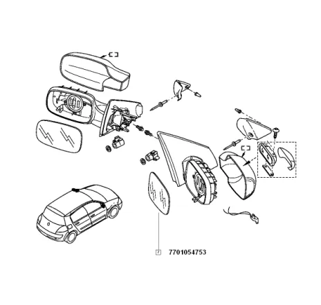 Sticla oglinda dreapta cu incalzire Renault 7701054753