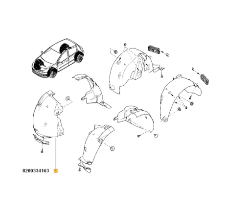 Carenaj roata fata dreapta spre fata Renault 8200334163