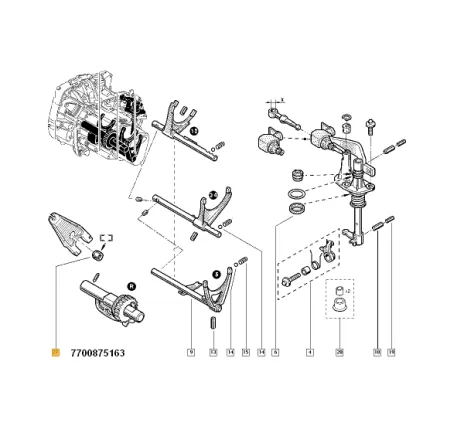 Pivot furca debraiere Dacia Logan/Dacia Sandero i Renault 7700875163