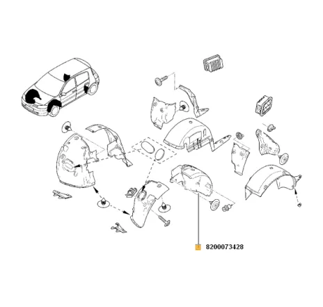 Carenaj fata spre spate stanga Megane ii Renault 8200073428