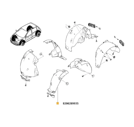 Carenaj roata stanga fata spre fata  Renault Clio 3 (R0/1) 09.2005-2014 8200289935