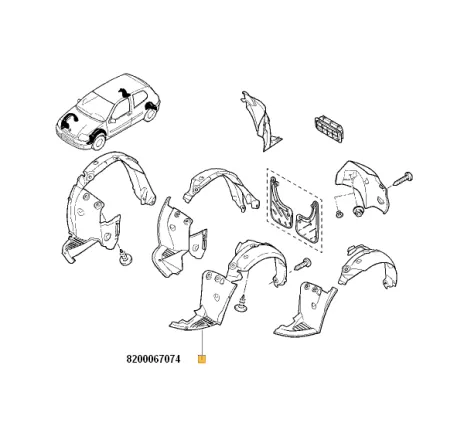Carenaj roata fata stanga Clio dupa 06/2001 Renault 8200067074