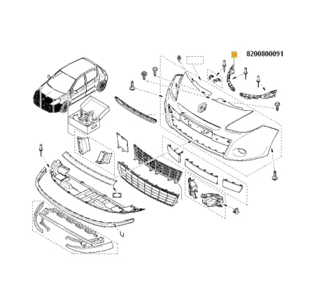 Suport dreapta bara fata sub far Renault 8200800091